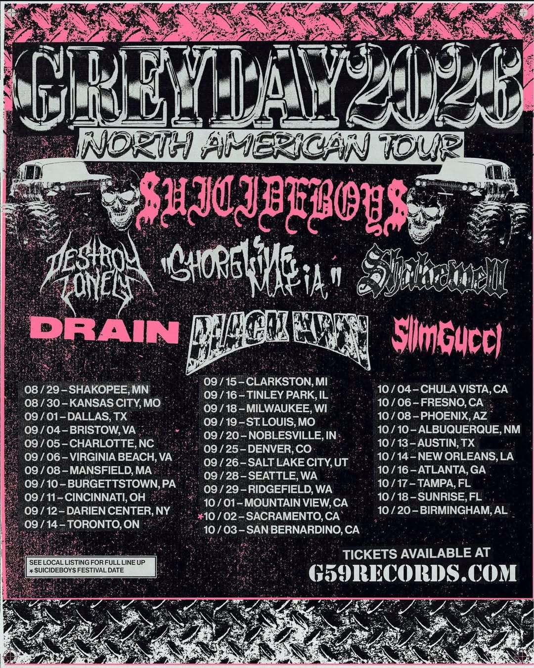 DRAIN Grey Day Tour Poster 2026